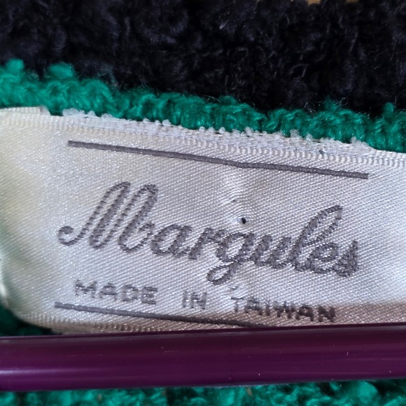 Margules green black Striped chunky Knit Short Sleeve Sweater‎ Top Womens M - Picture 6 of 12